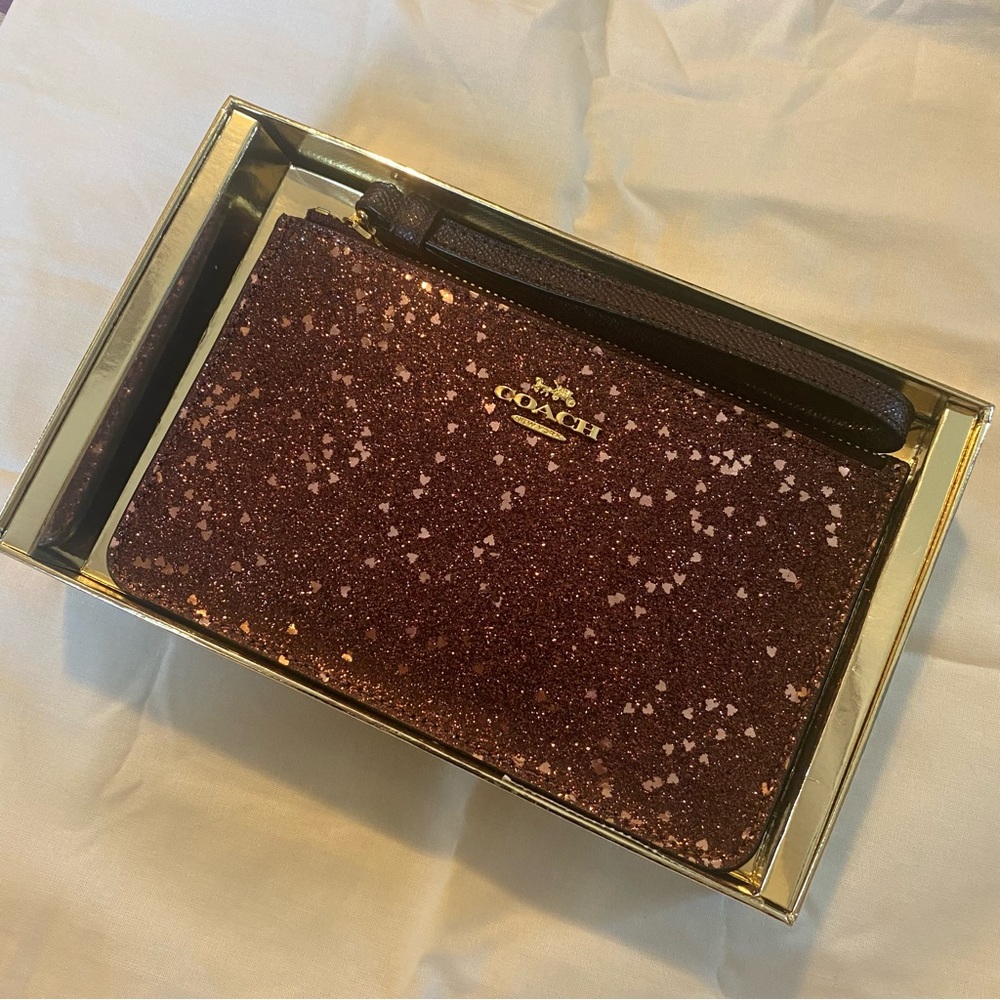 Coach Heart Glitter Wristlet